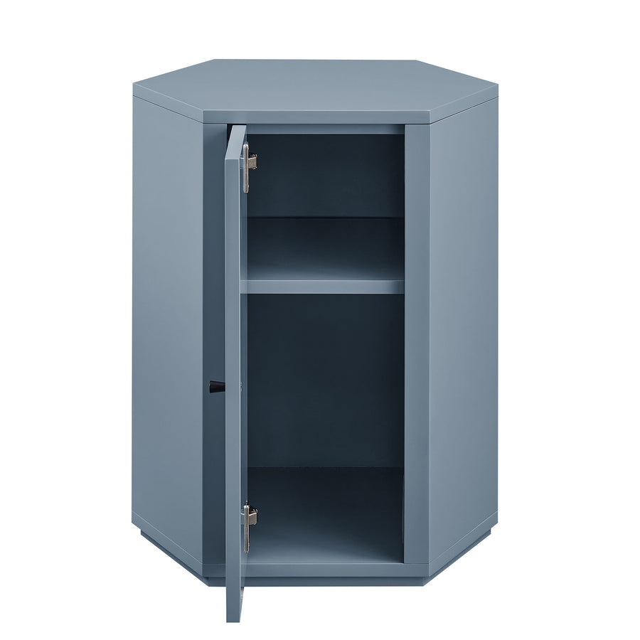 Adair Faceted Semi-Gloss Side Table in Stillwater Blue