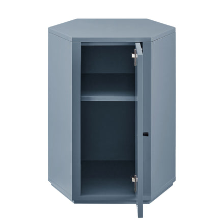 Kade Faceted Semi-Gloss Side Table in Stillwater Blue