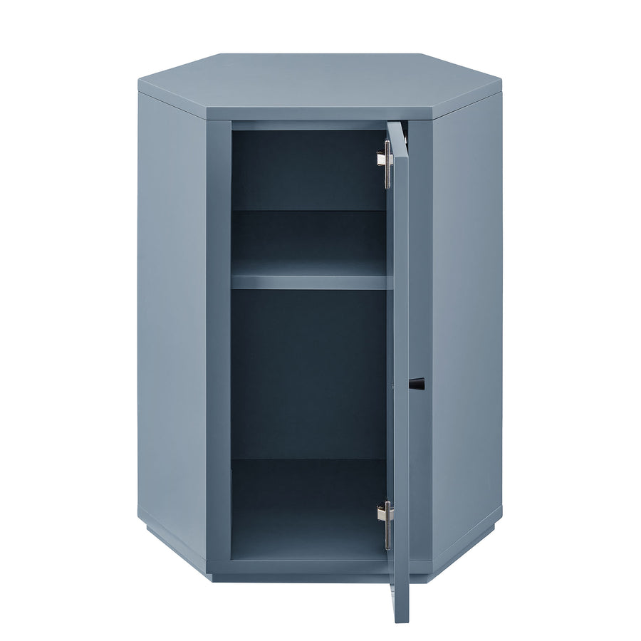 Adair Faceted Semi-Gloss Side Table in Stillwater Blue