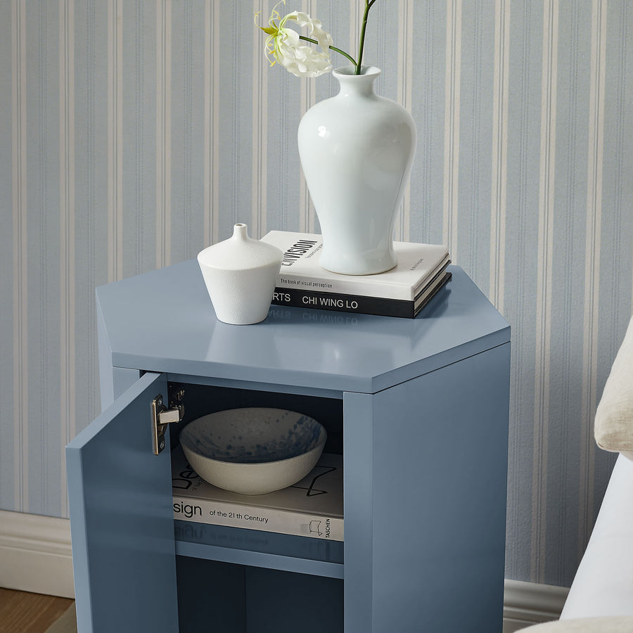Adair Faceted Semi-Gloss Side Table in Stillwater Blue