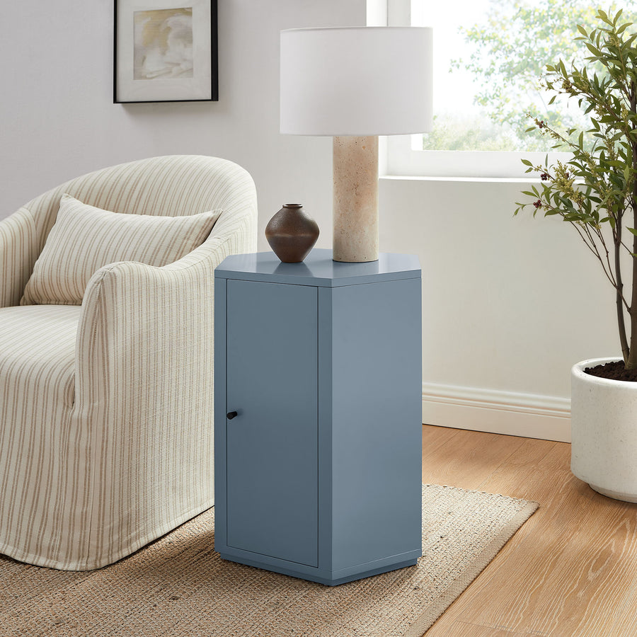 Adair Faceted Semi-Gloss Side Table in Stillwater Blue