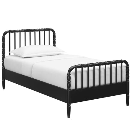 Arlette Twin Size Wood Spindle Bed Frame in Black