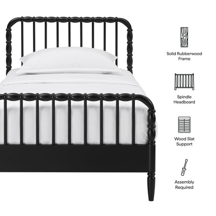 Arlette Twin Size Wood Spindle Bed Frame in Black
