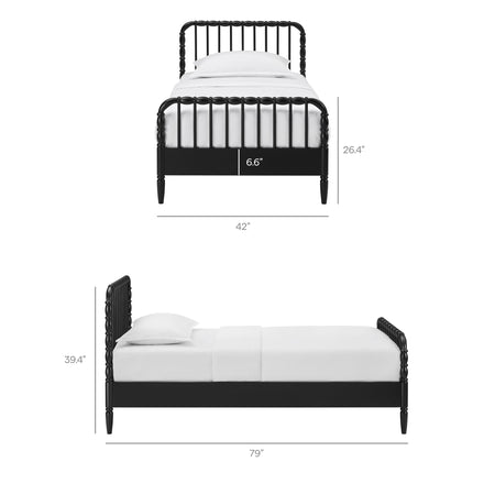 Arlette Twin Size Wood Spindle Bed Frame in Black