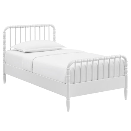 Arlette Twin Size Wood Spindle Bed Frame in White