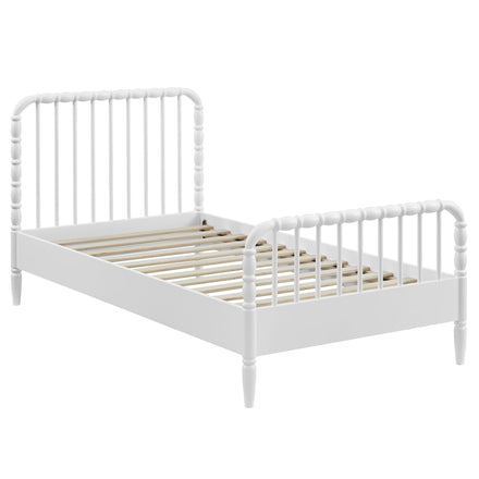 Arlette Twin Size Wood Spindle Bed Frame in White