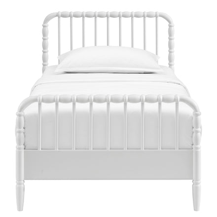 Arlette Twin Size Wood Spindle Bed Frame in White