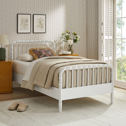 Arlette Twin Size Wood Spindle Bed Frame in White