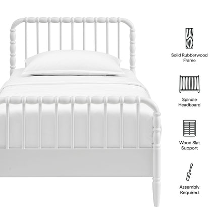 Arlette Twin Size Wood Spindle Bed Frame in White