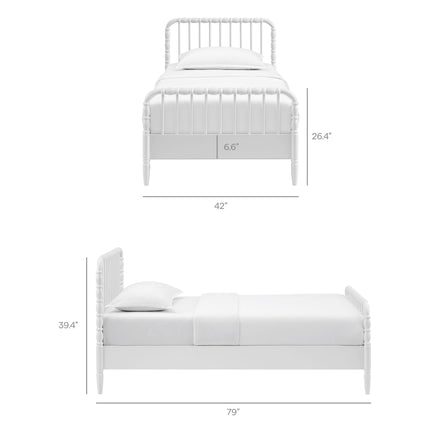 Arlette Twin Size Wood Spindle Bed Frame in White