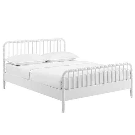 Arlette Full Size Wood Spindle Bed Frame in White
