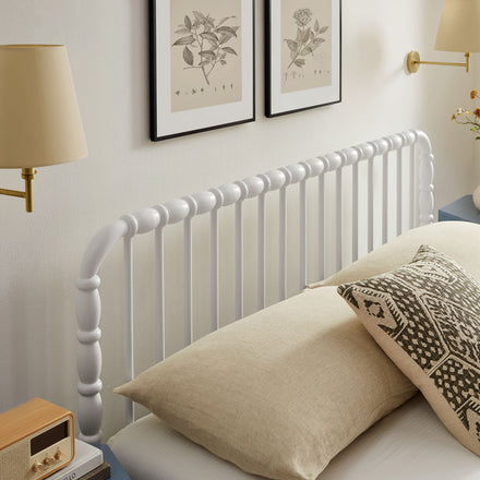 Arlette Full Size Wood Spindle Bed Frame in White