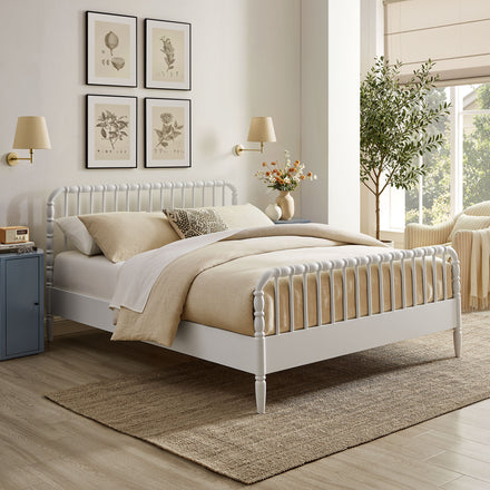 Arlette Full Size Wood Spindle Bed Frame in White