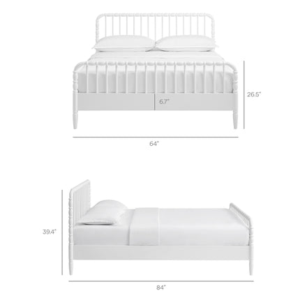 Arlette Queen Size Wood Spindle Bed Frame in White