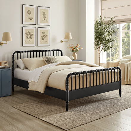 Arlette King Size Wood Spindle Bed Frame in Black