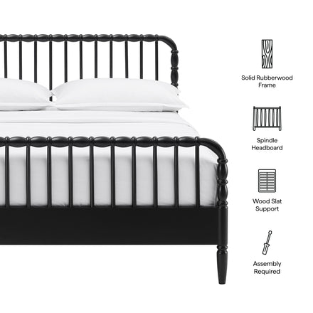Arlette King Size Wood Spindle Bed Frame in Black