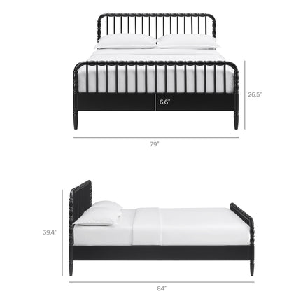 Arlette King Size Wood Spindle Bed Frame in Black