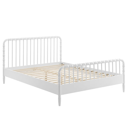 Arlette King Size Wood Spindle Bed Frame in White