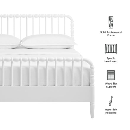 Arlette King Size Wood Spindle Bed Frame in White