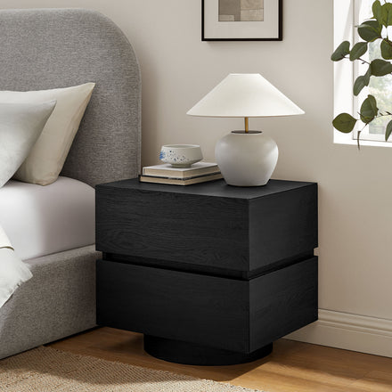Koval Floating Pedestal 2-Drawer Nightstand in Black