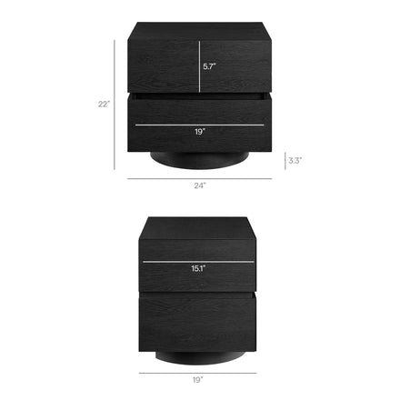 Koval Floating Pedestal 2-Drawer Nightstand in Black