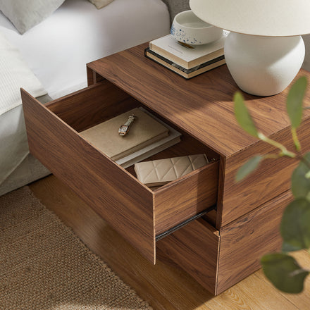 Koval Floating Pedestal 2-Drawer Nightstand in Walnut