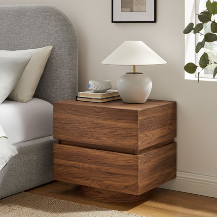 Koval Floating Pedestal 2-Drawer Nightstand in Walnut