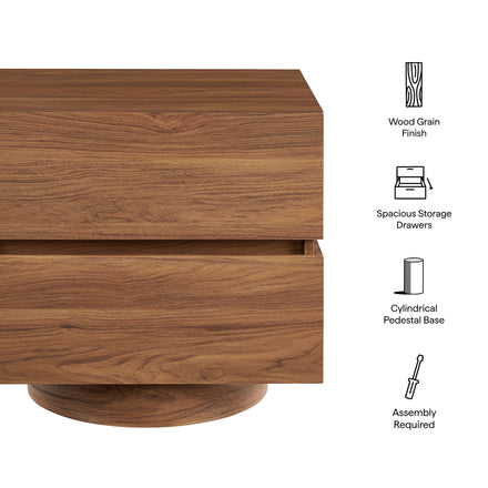 Koval Floating Pedestal 2-Drawer Nightstand in Walnut
